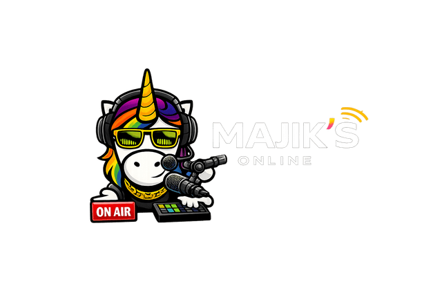 Majik's Online logo wordmark (light on dark)